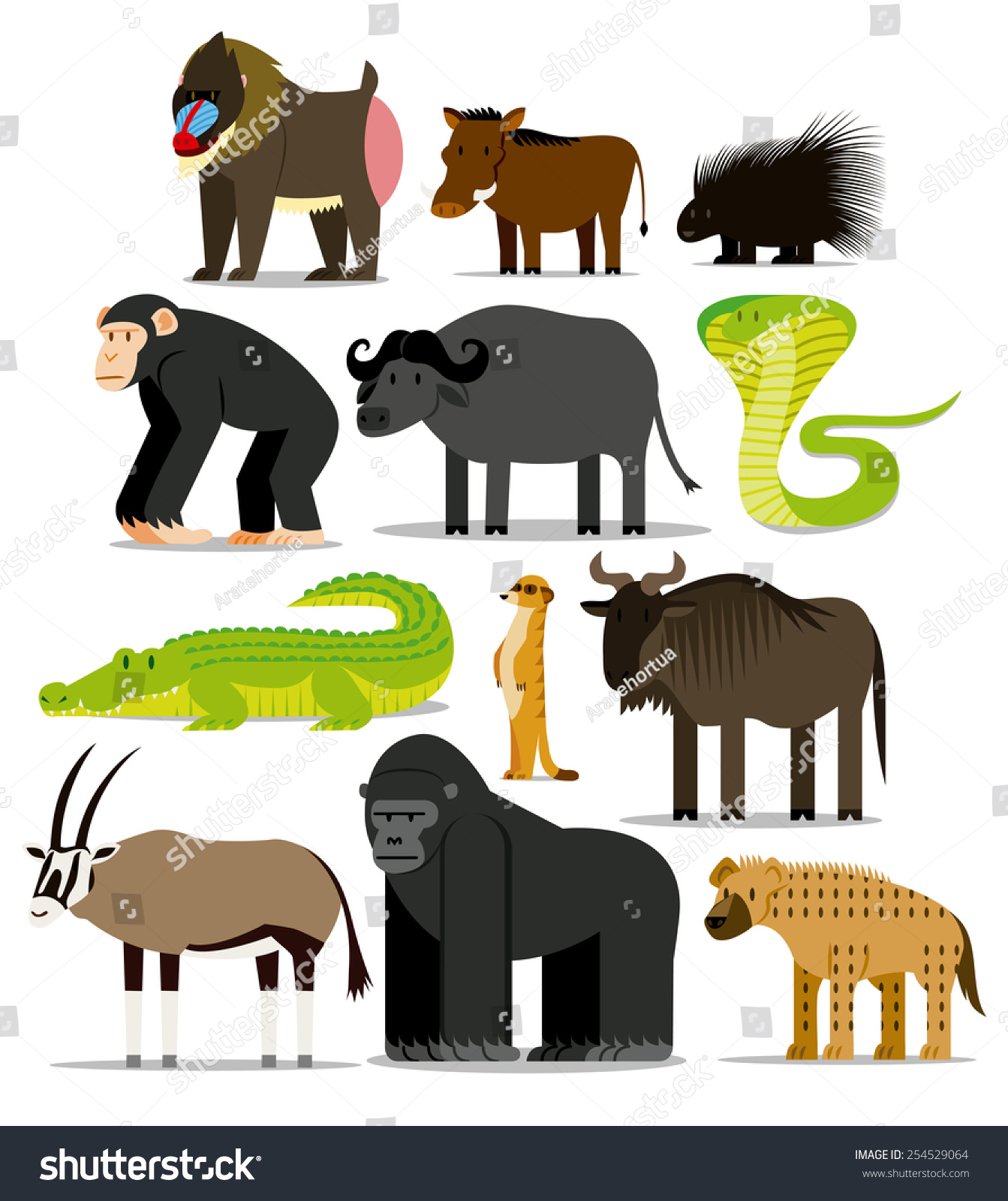 Vector Set Different African Animals Isolated Stock Vector (Royalty ...