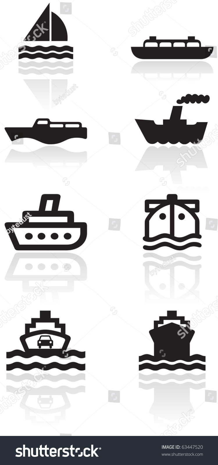 SVG of Vector set of different boat illustrations or symbols. All vector objects are isolated. Colors and transparent background color are easy to adjust. svg