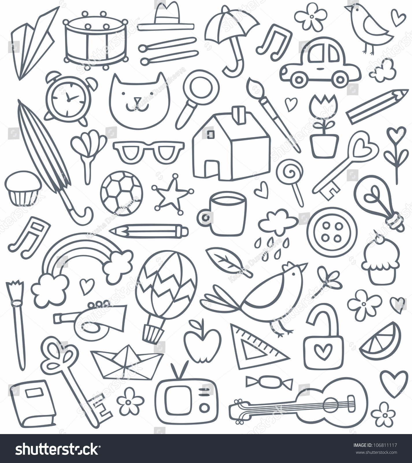 Vector Set Of 50 Different Doodles - 106811117 : Shutterstock