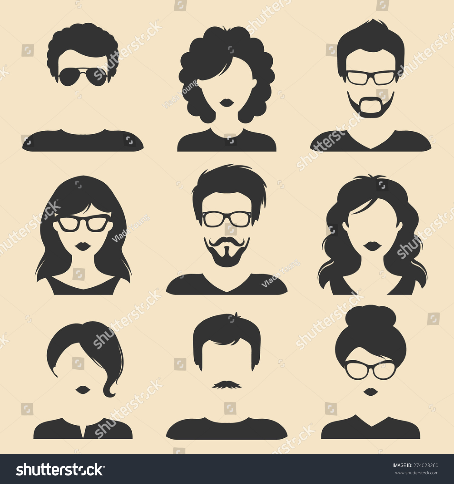 Vector Set Different Male Female Icons Stock Vector 