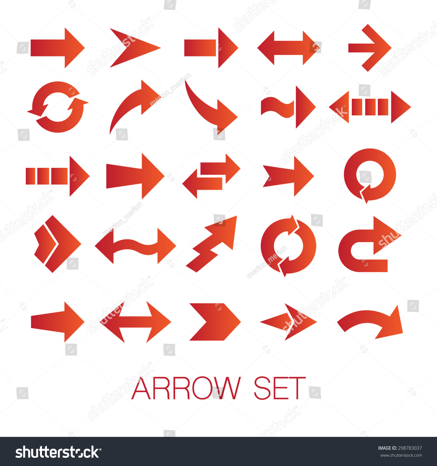 Vector Set Of Different Red Arrows Isolated On White Background ...