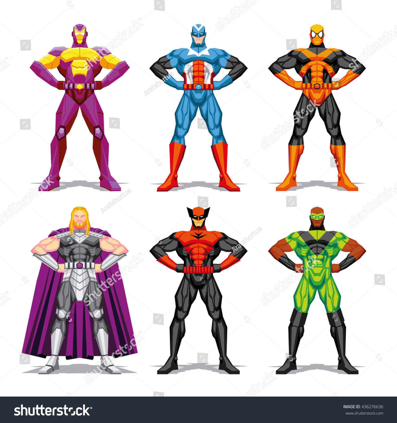 Vector Set Different Superheroes Isolated On Stock Vector 436276636 ...