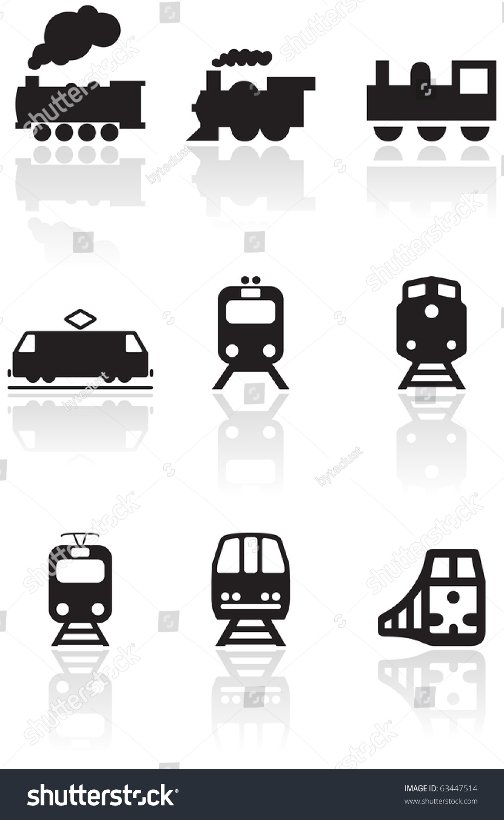 Vector Set Different Train Illustrations Symbols Stock Vector (Royalty ...