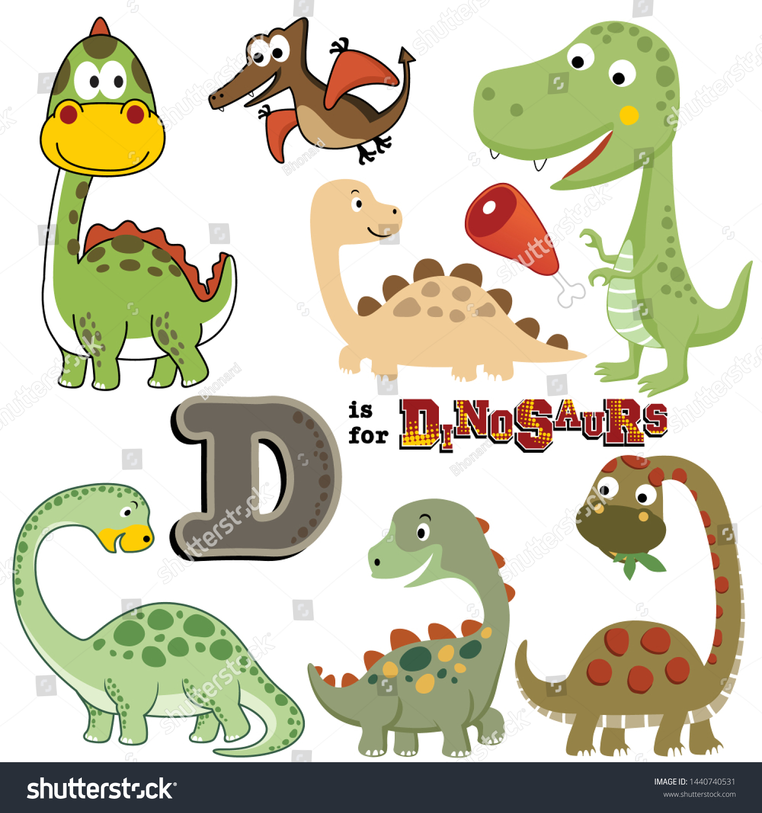 Vector Set Dinosaurs Cartoon Stock Vector (Royalty Free) 1440740531