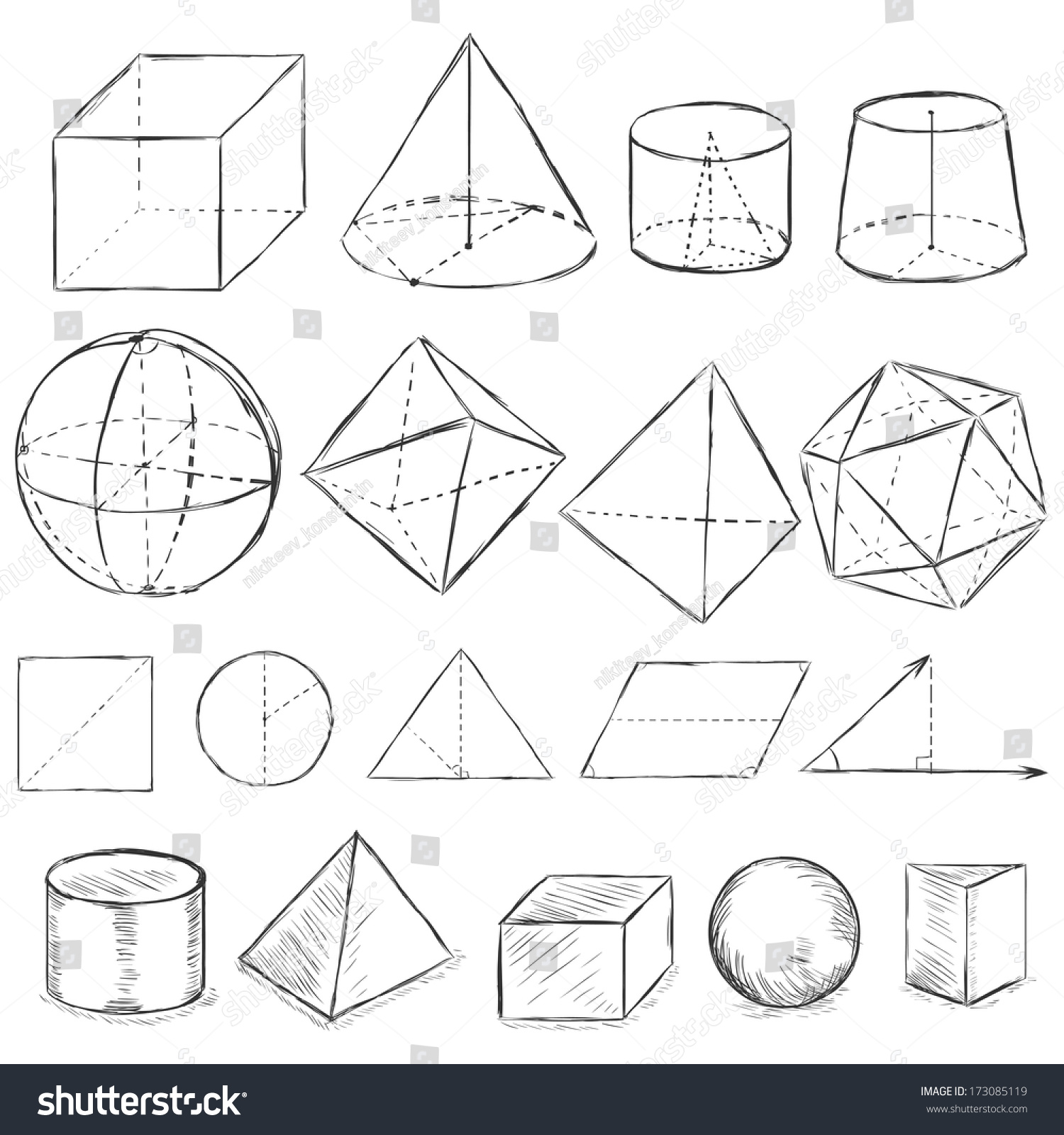 geometric shapes sketch