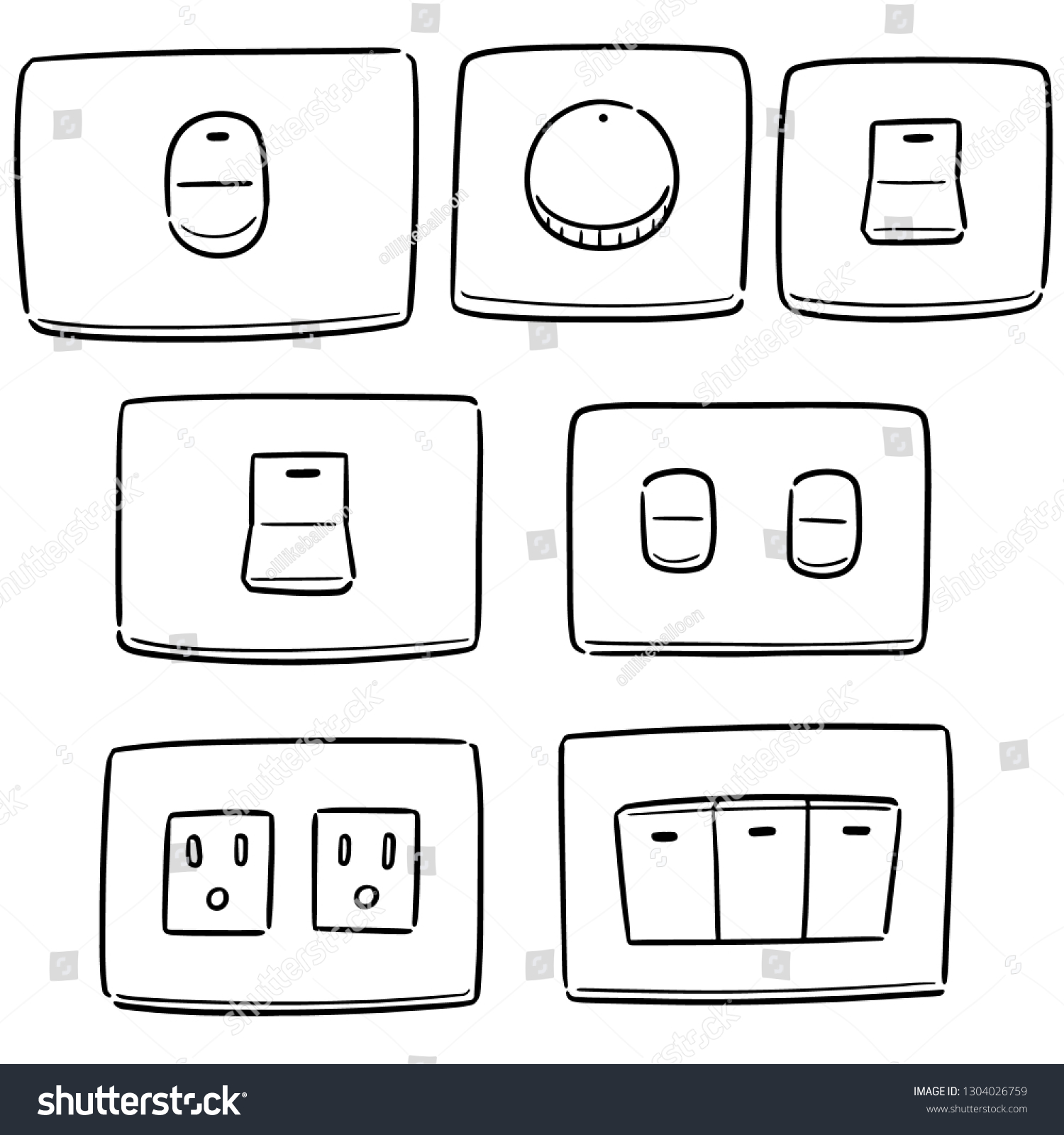 Vector Set Electric Switch Plug Stock Vector (Royalty Free) 1304026759 ...