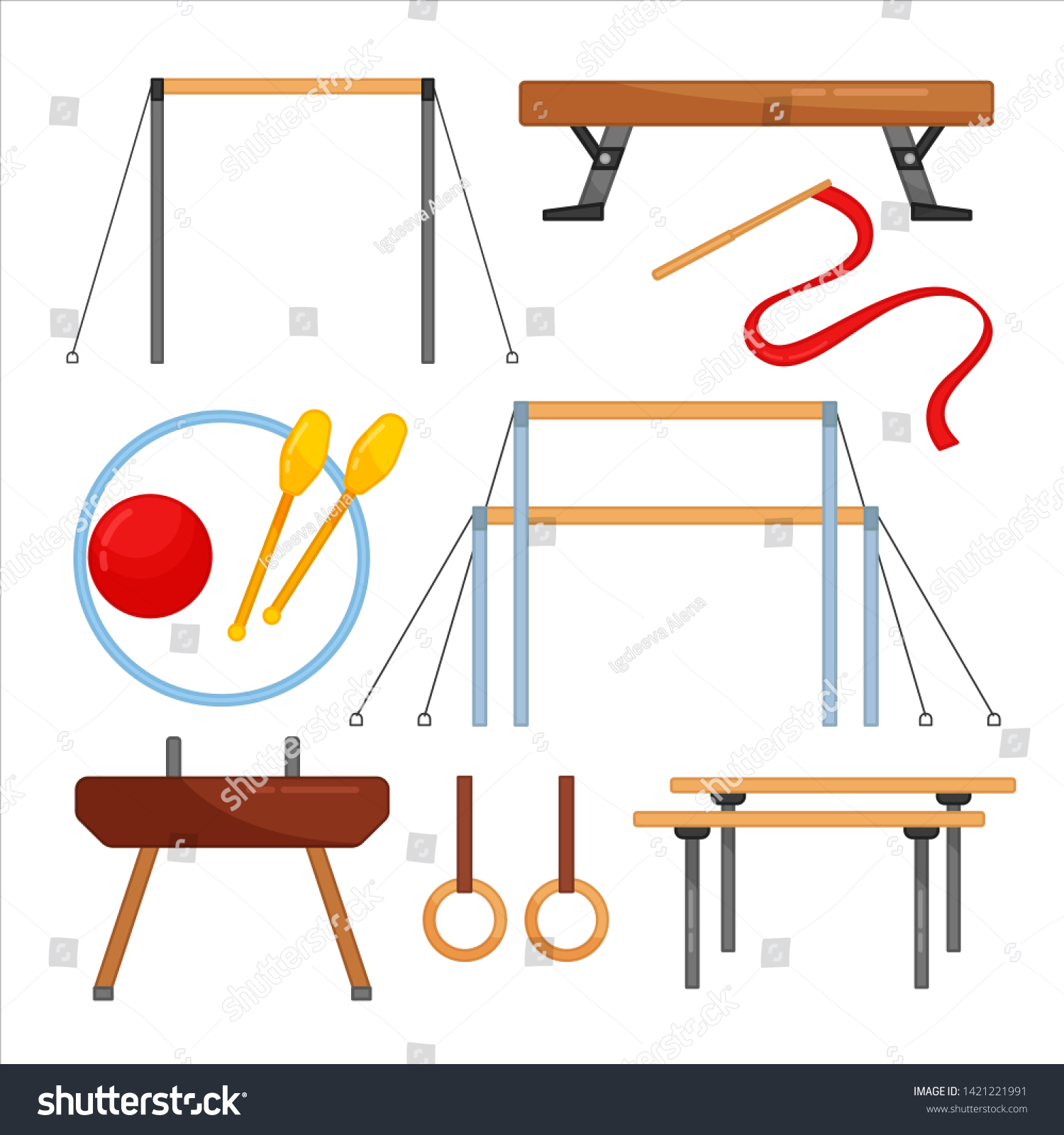 Set Of Gymnastic Tools On White Background Stock Vector, 47% OFF