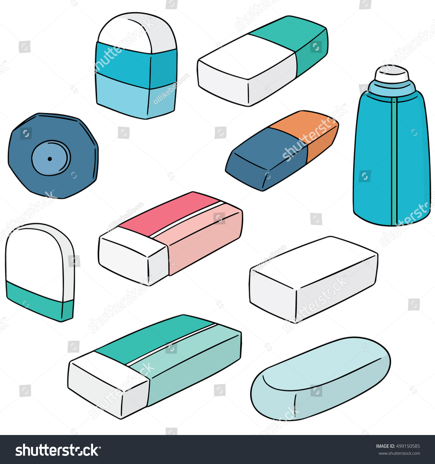 Vector Set Eraser Stock Vector (Royalty Free) 499150585