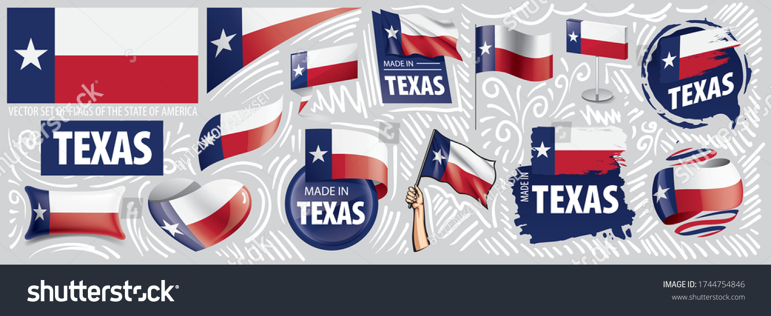 Vector Set Flags American State Texas Stock Vector (Royalty Free ...