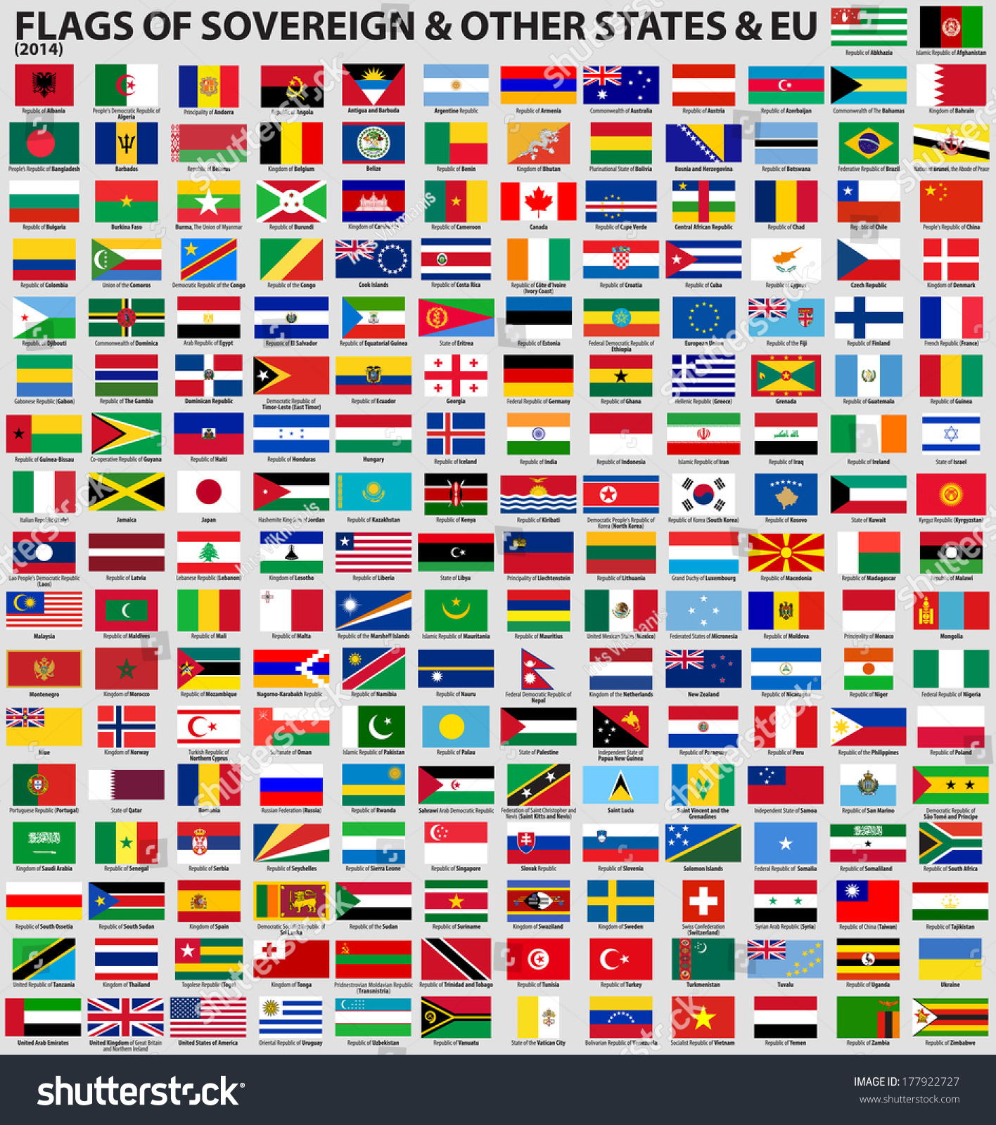 Vector Set Flags World Sovereign States Stock Vector 177922727 ...