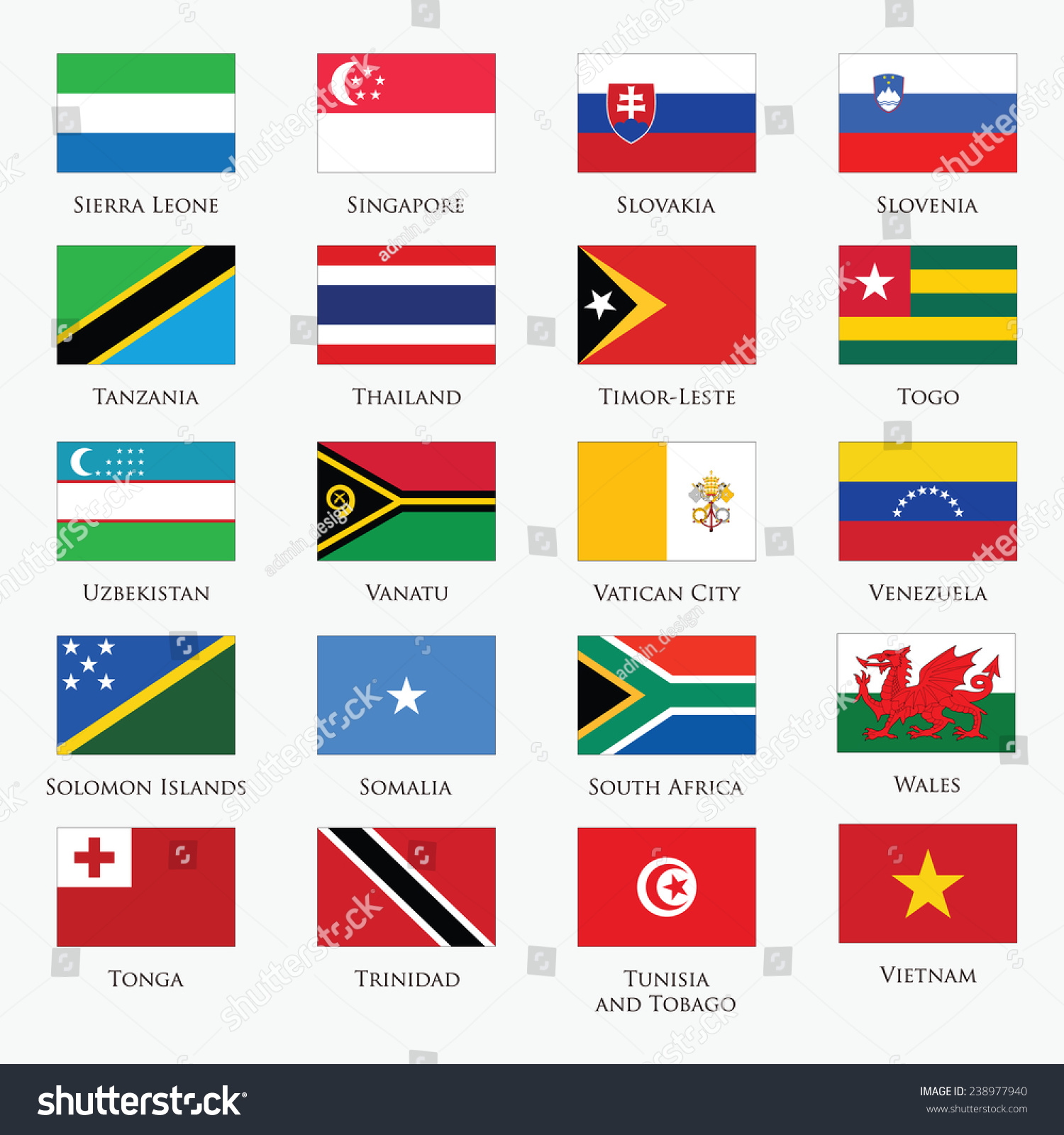 Vector Set Of Flags With Official Colors - 238977940 : Shutterstock