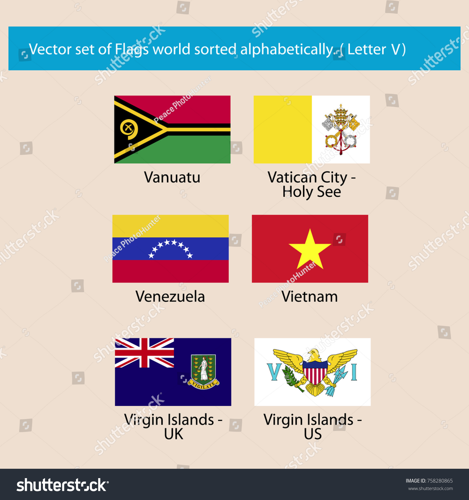 Vector Set Flags World Sorted Alphabetically Stock Vector Royalty Free 758280865 5353