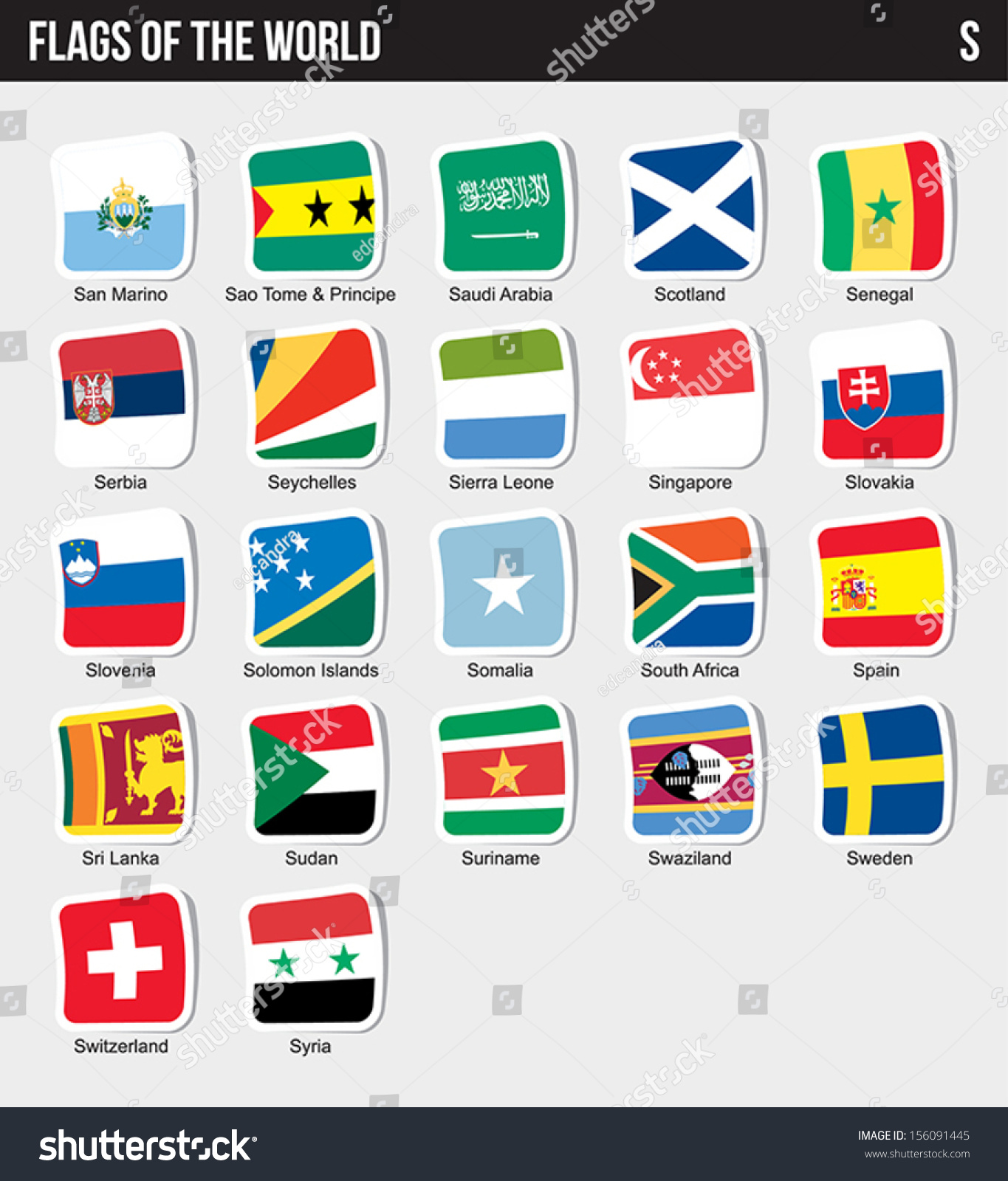 Vector Set Flags World Sorted Alphabetically Stock Vector (Royalty Free ...