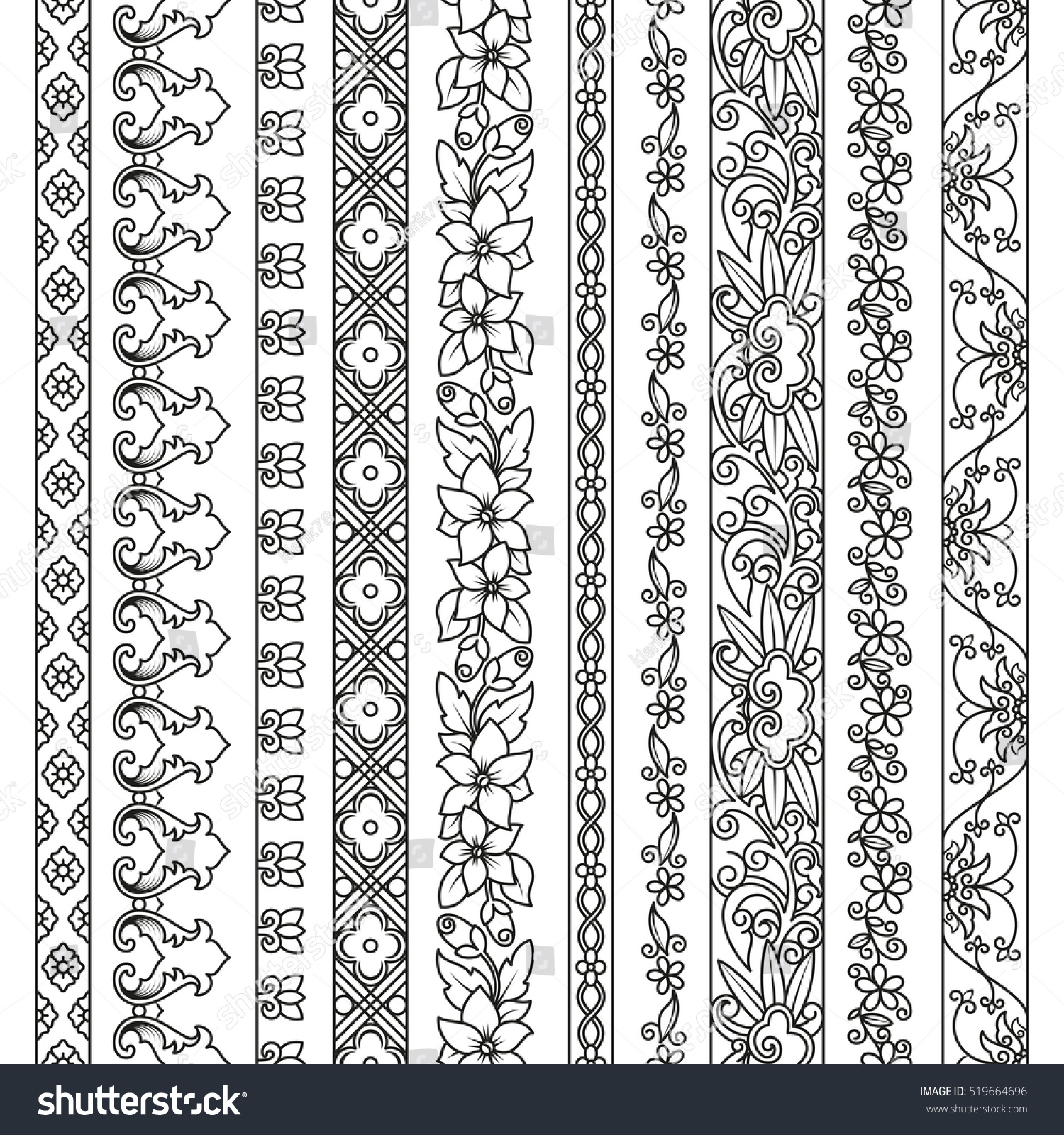 Vector Set Floral Elements Ethnic Decor Stock Vector (Royalty Free ...