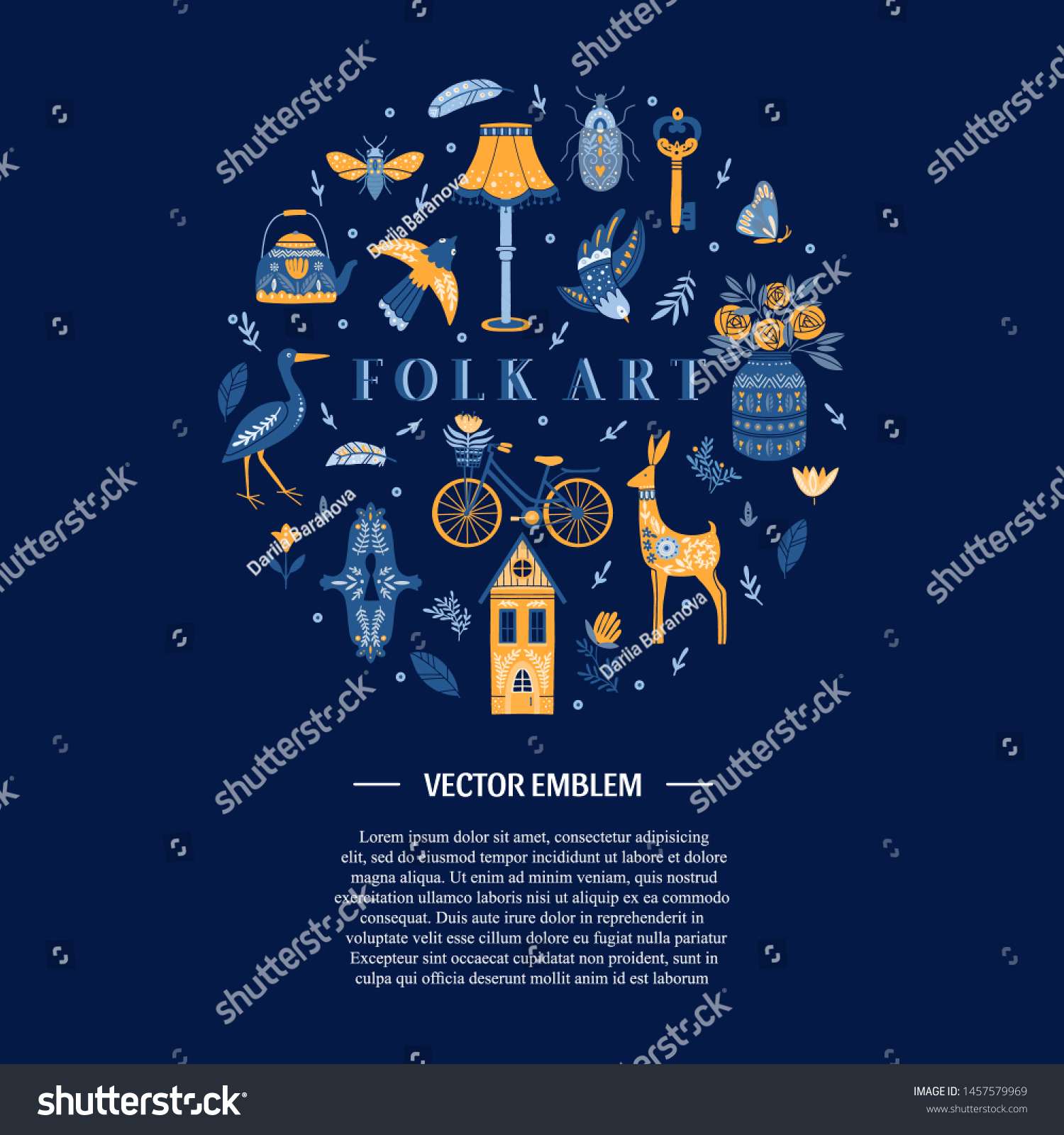 Vector Set Folk Art Cliparts Scandinavian Stock Vector (Royalty Free ...