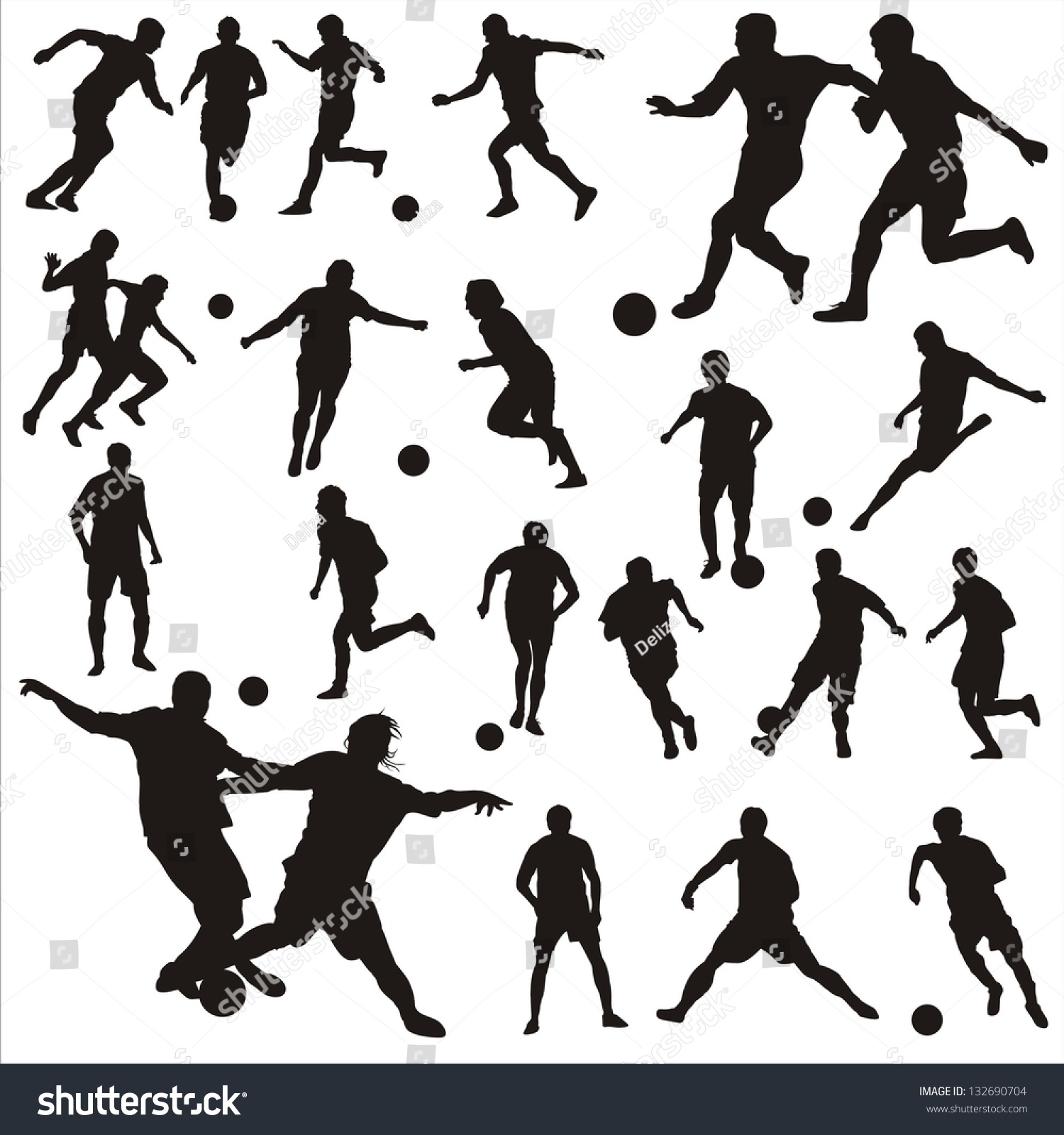 Vector Set Footballplayers Stock Vector 132690704 - Shutterstock