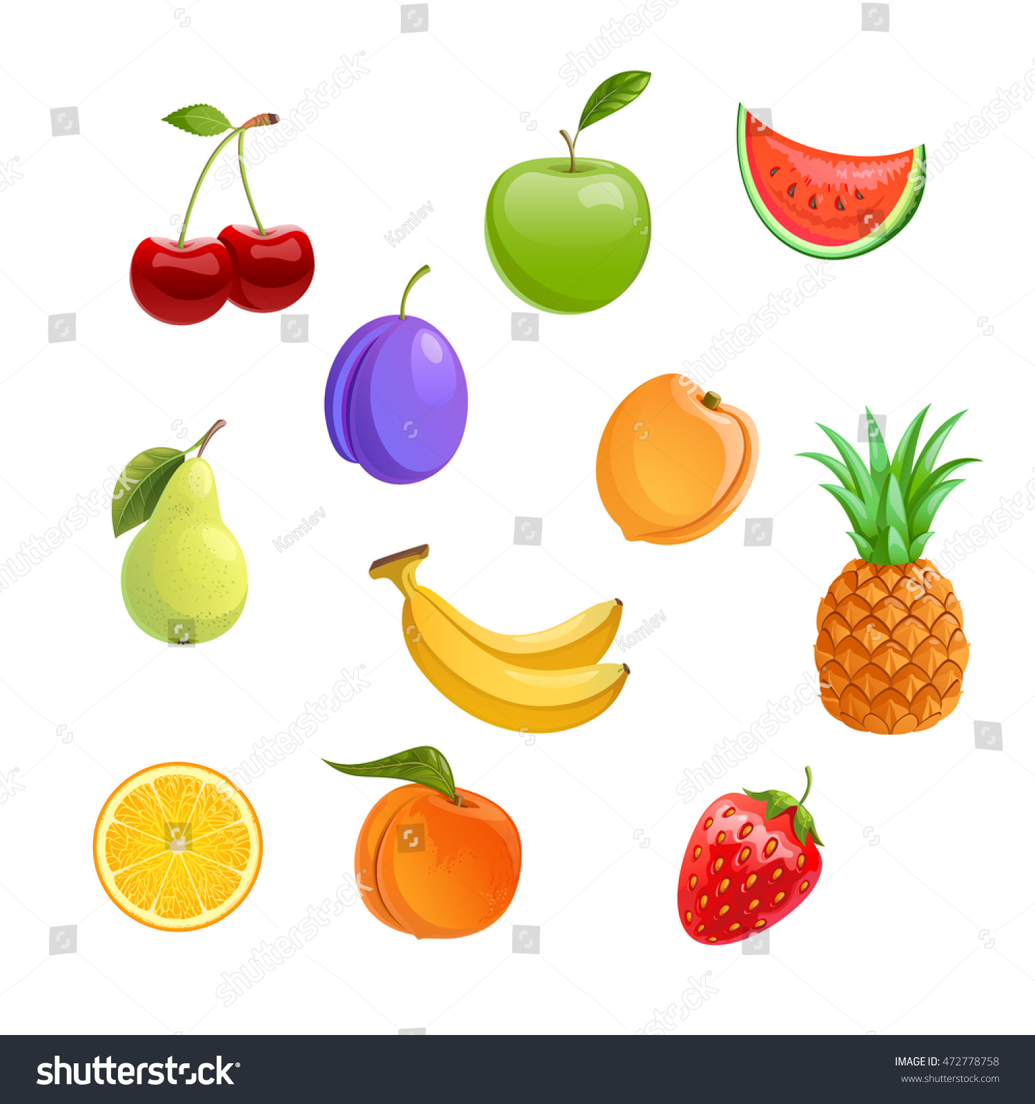 Conjunto Vectorial De Iconos De Frutas Vector De Stock Libre De Regal As