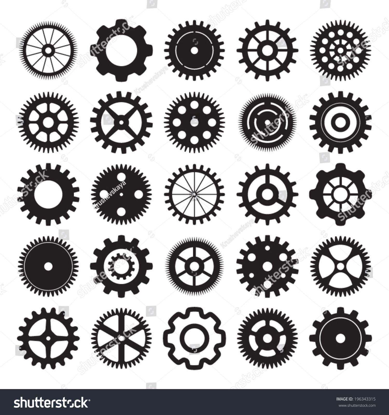 Vector Set Gear Wheels On White Stock Vector (Royalty Free) 196343315