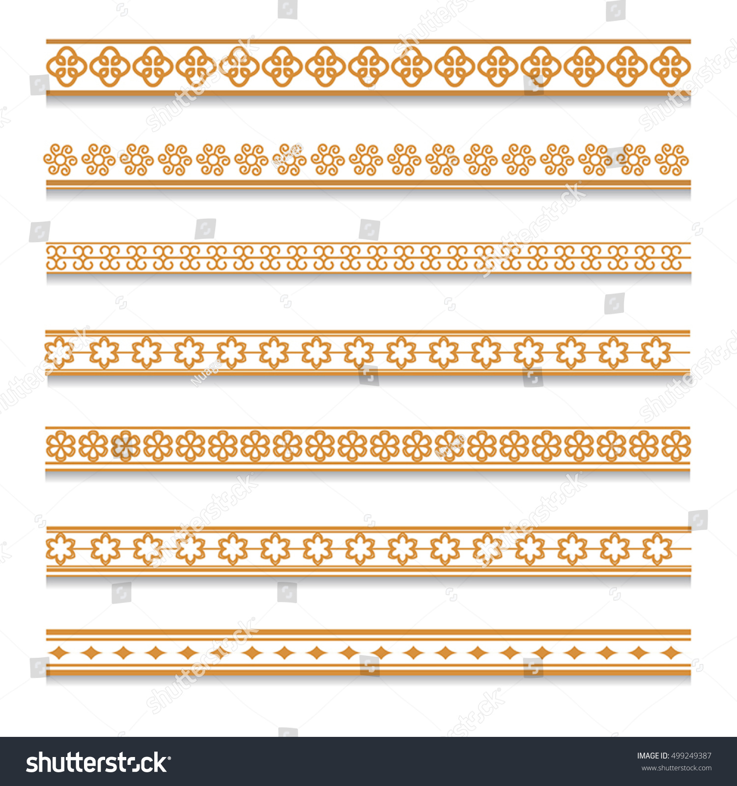 Vector Set Golden Decorative Elements Borders Stock Vector (Royalty ...