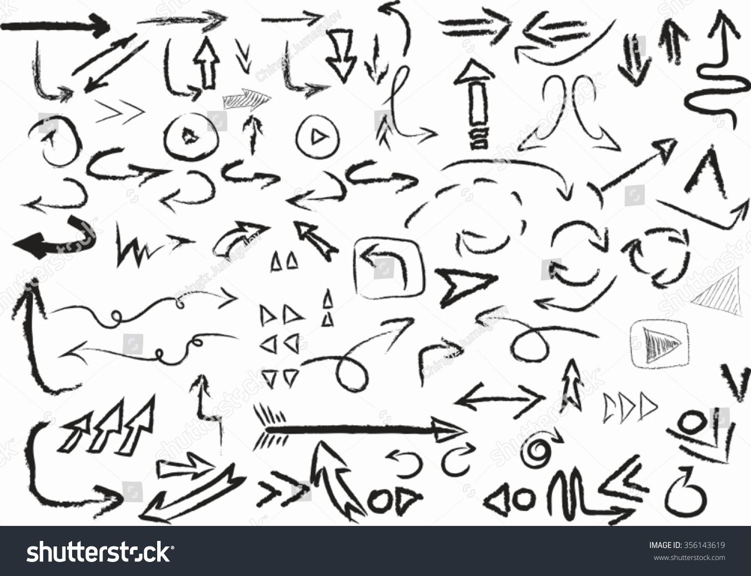 Vector Set Of Hand Drawn Sketch Arrows - 356143619 : Shutterstock