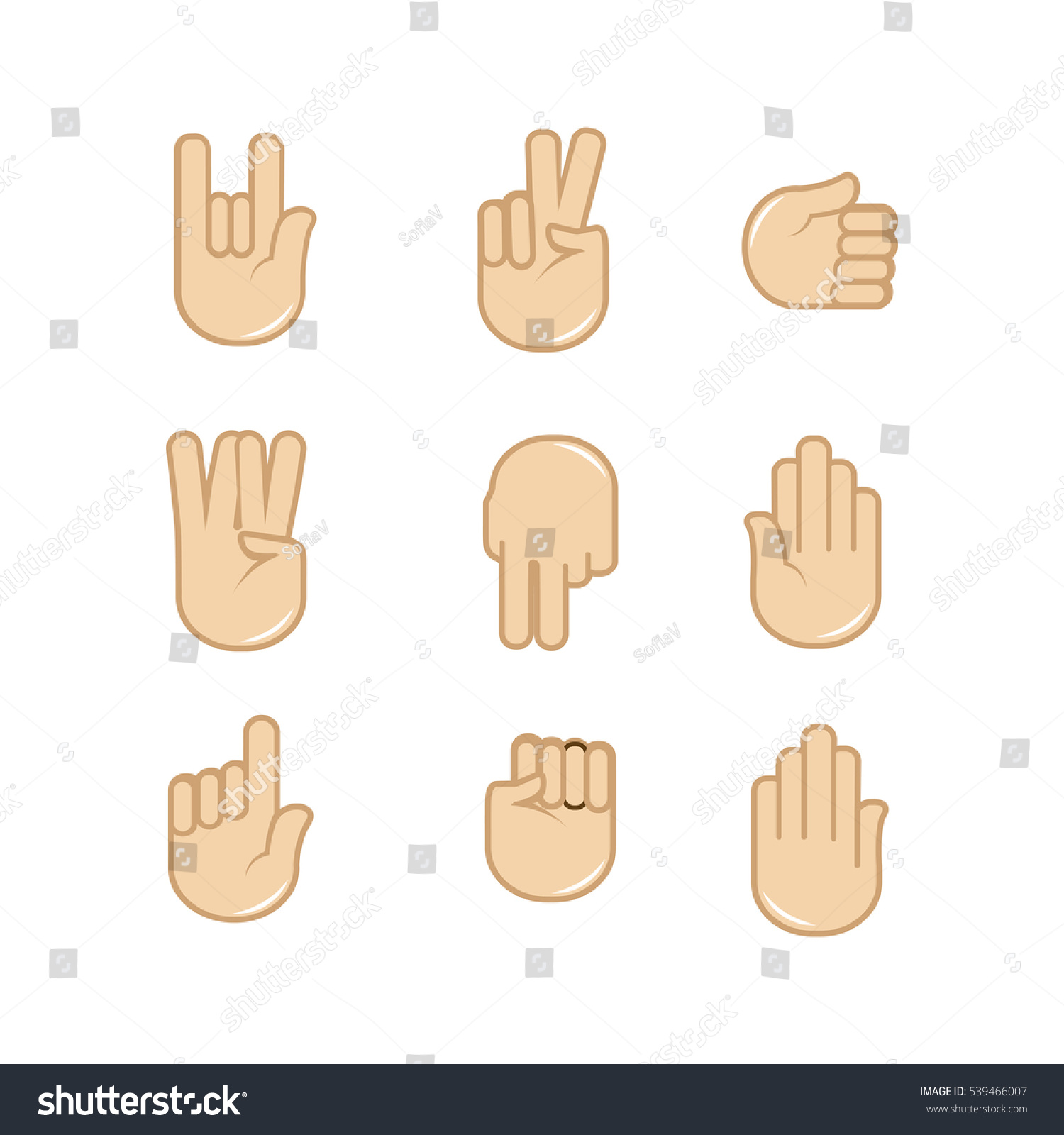 Vector Set Hand Gestures Icons Sign Stock Vector (Royalty Free) 539466007