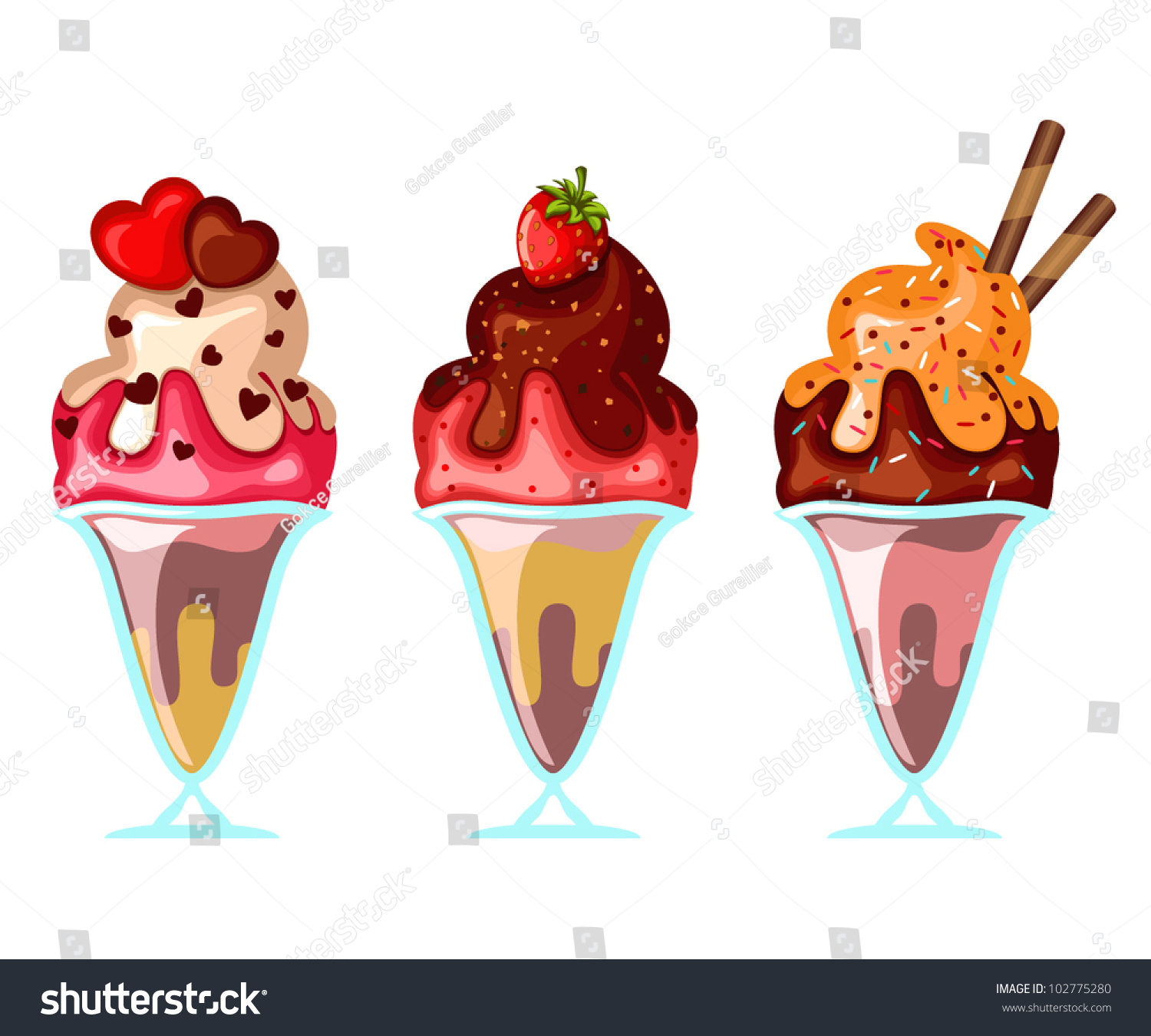 Vector Set Ice Cream Bowl Stock Vector (Royalty Free) 102775280