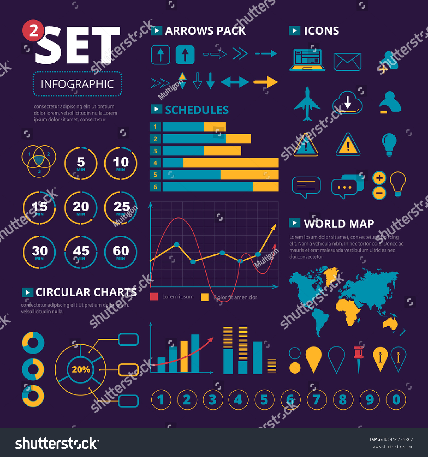 Vector Set Infographics Elements Graphis Charts Stock Vector Royalty Free 444775867 4757