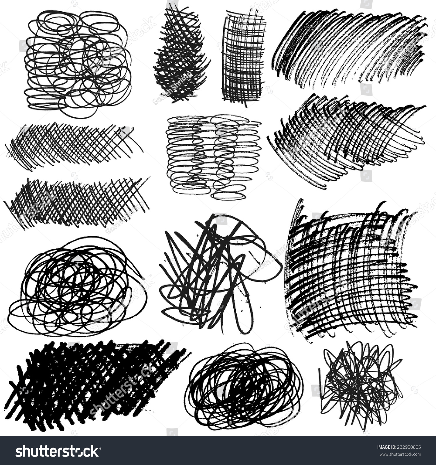 Vector Set Ink Lines Set Hand Stock Vector 232950805 - Shutterstock