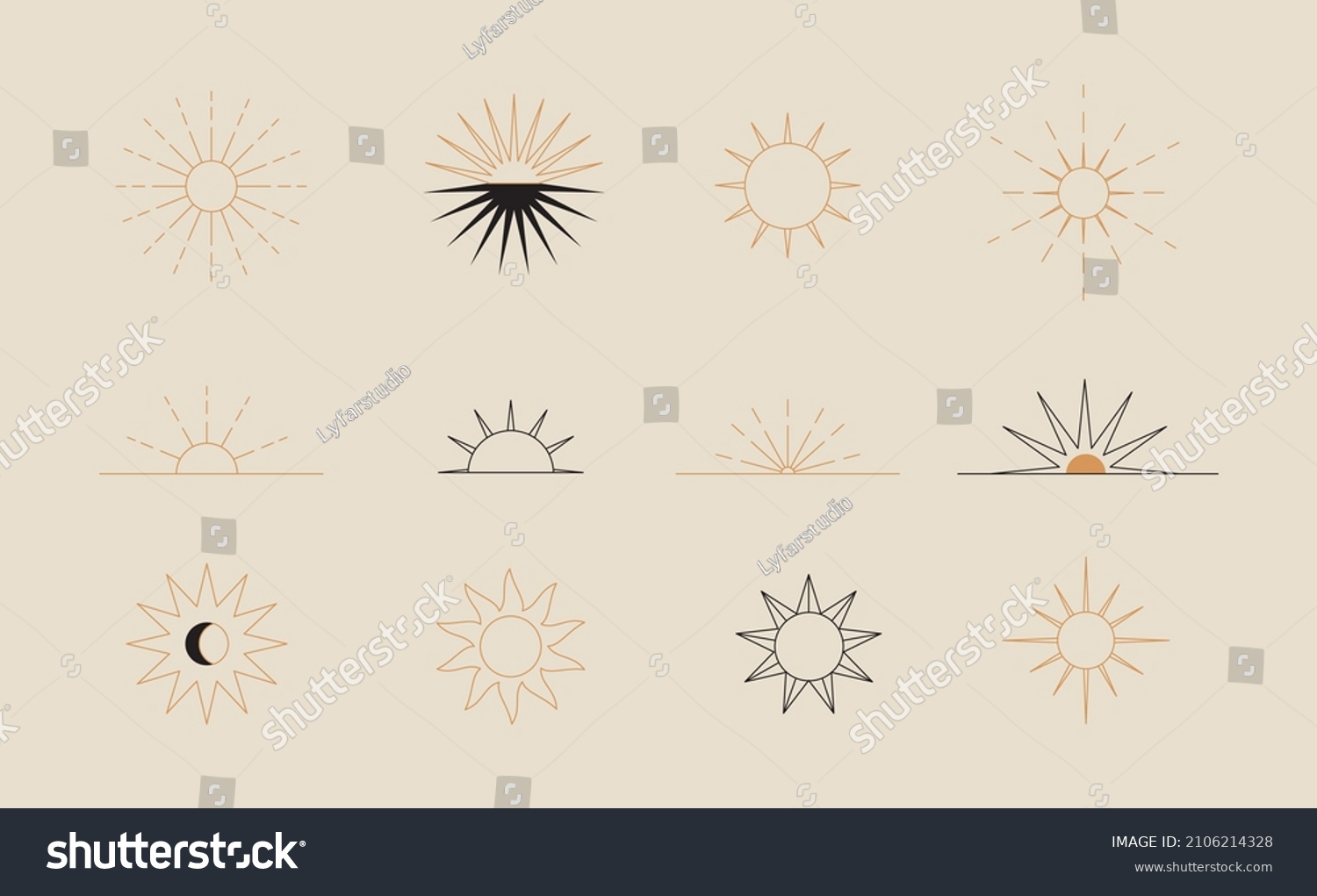 Vector set linear boho icons symbols stock vector royalty free