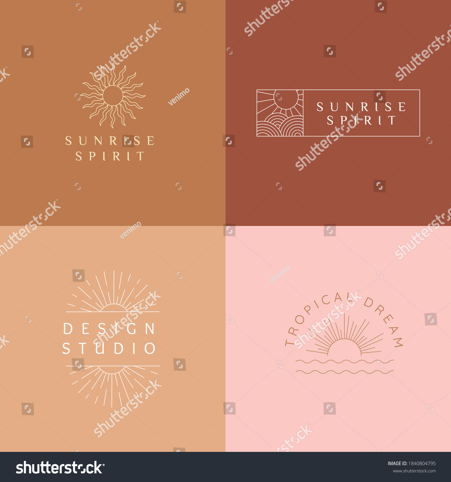 Vector set linear boho icons symbols stock vector royalty free 1840804795