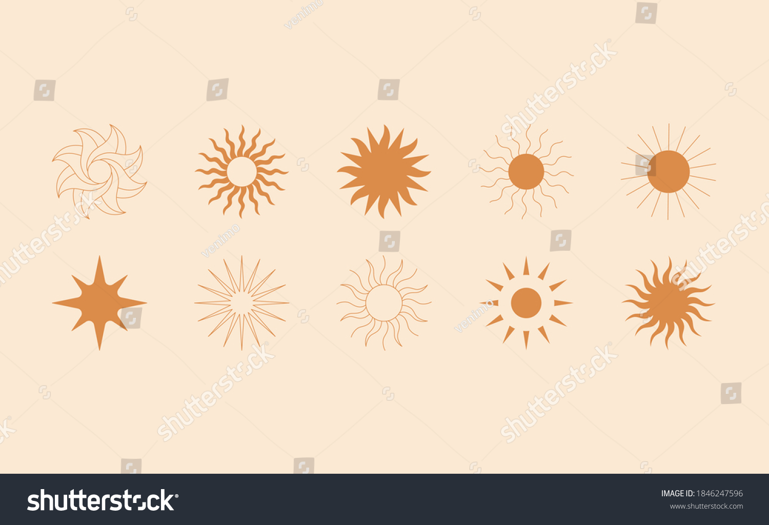 Vector set linear boho icons symbols stock vector royalty free 1846247596