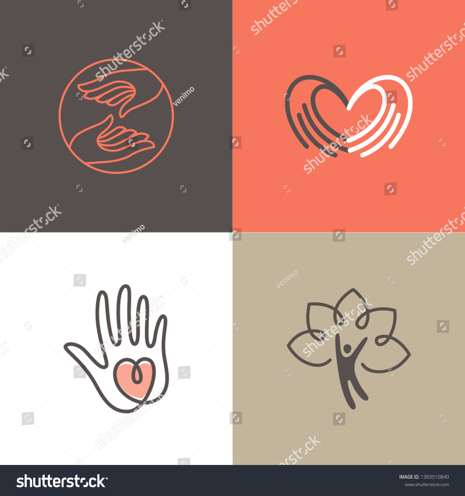 Vector Set Logo Design Templates Charity Stock Vector (Royalty Free ...