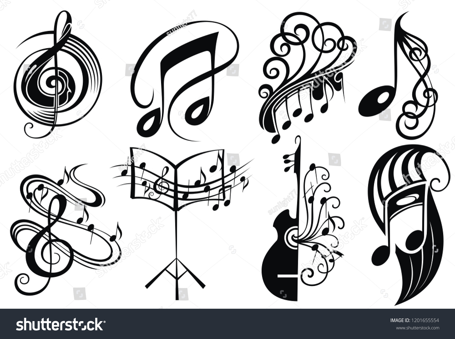 Vector Set Logo Music Stock Vector (Royalty Free) 1201655554