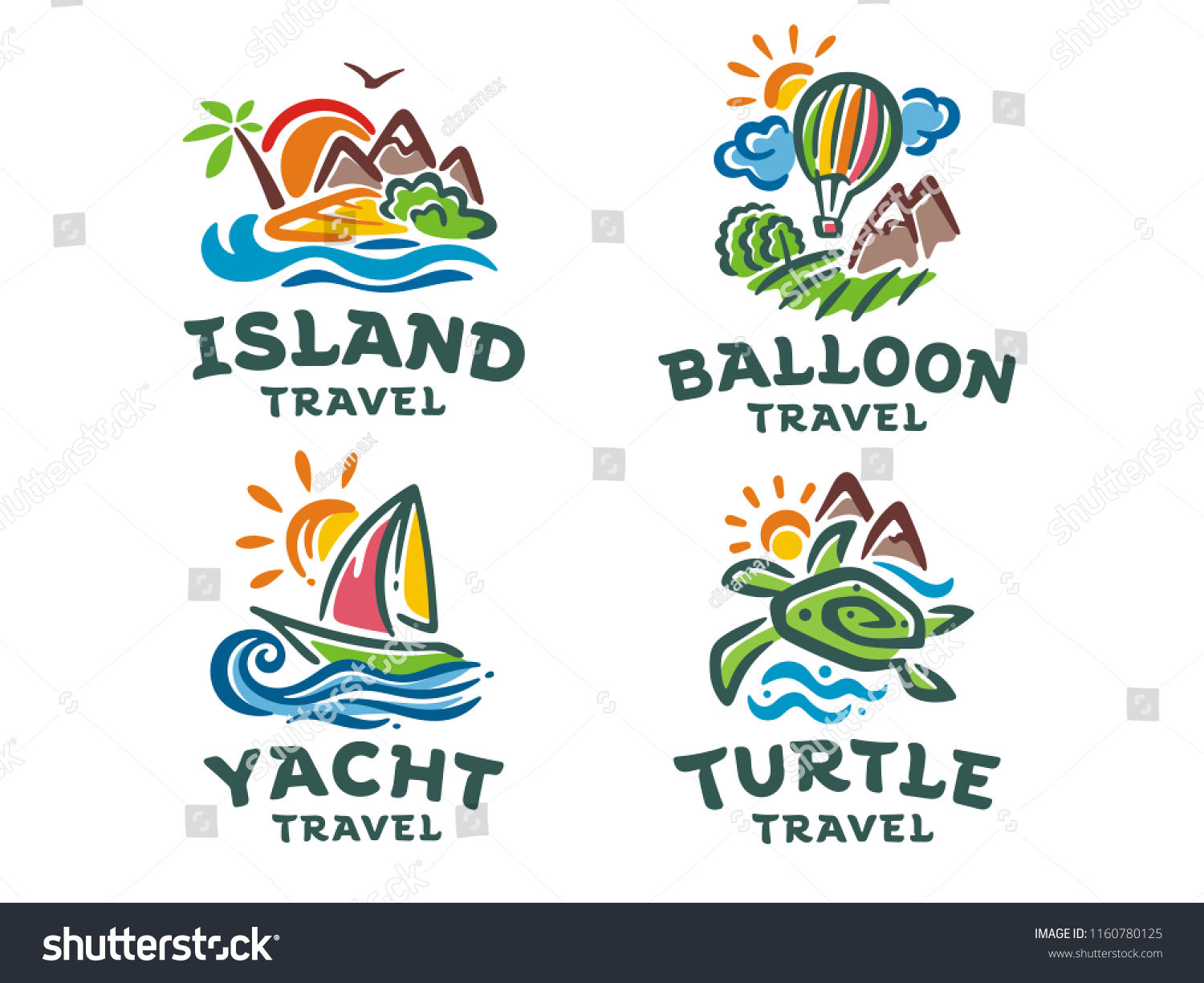 SVG of Vector set of 4 logos. Travel illustration templates. svg