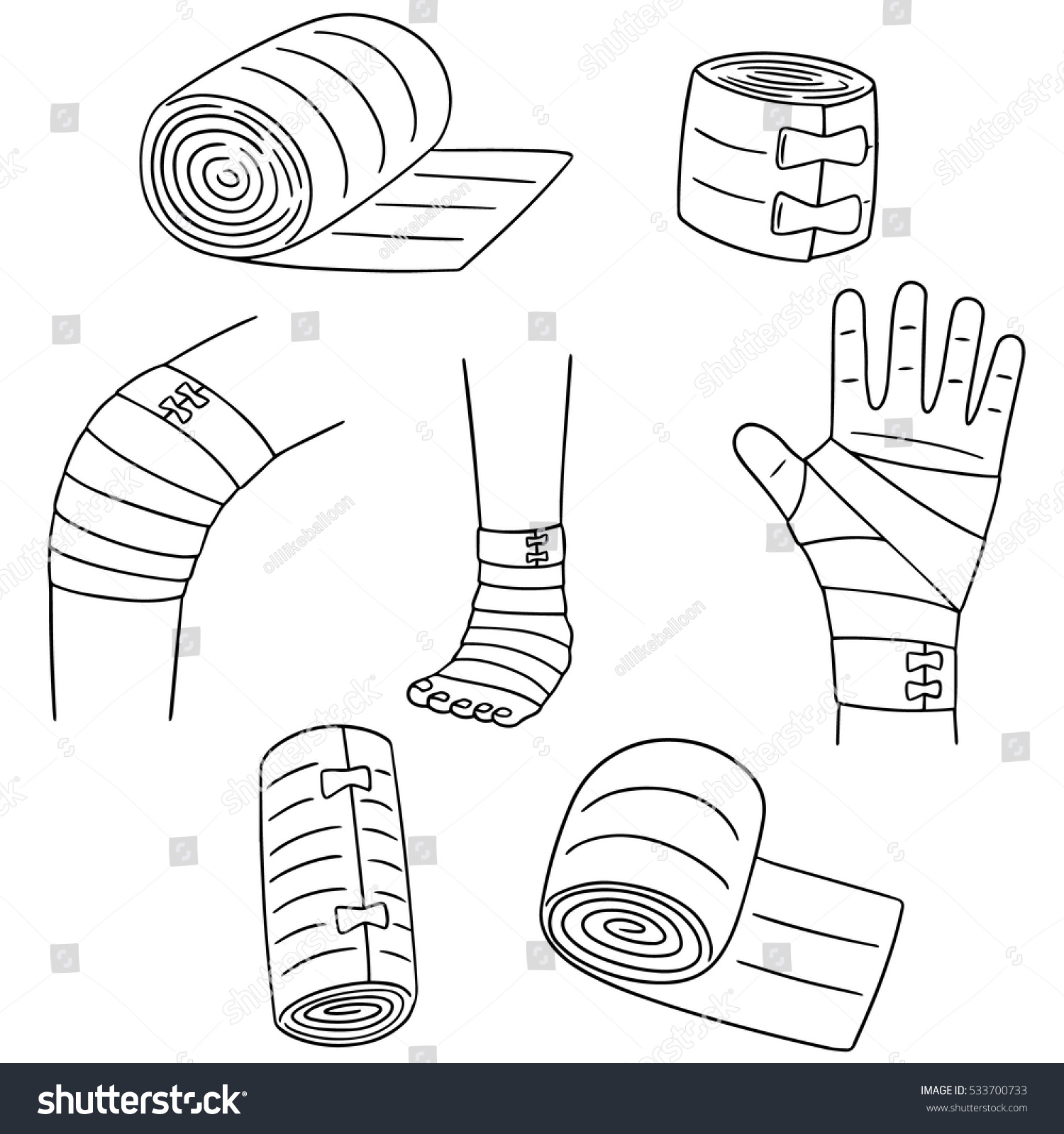 Vector Set Medical Bandage Stock Vector 533700733 - Shutterstock