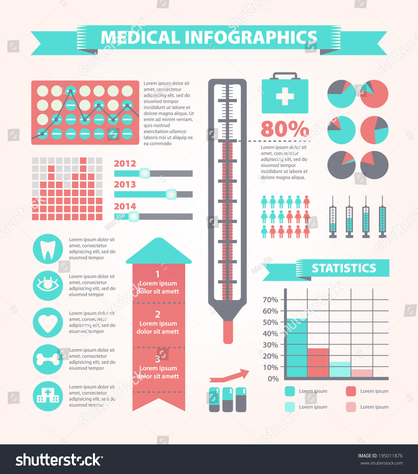 Vector Set Of Medical Infographic, Modern Flat Style - 195011876 ...