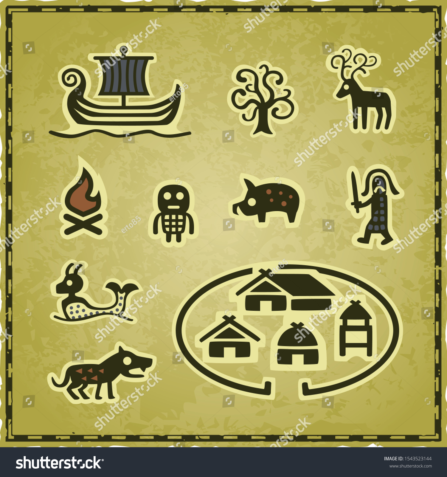 Vector Set Medieval Antique Celtic Icons Stock Vector (Royalty Free ...