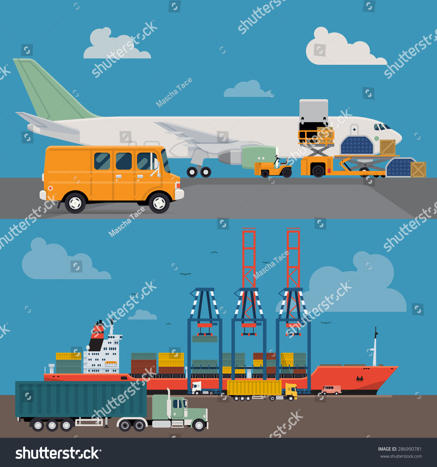 Vector Set Of Modern Creative Detailed Visuals On Delivery And Shipping ...