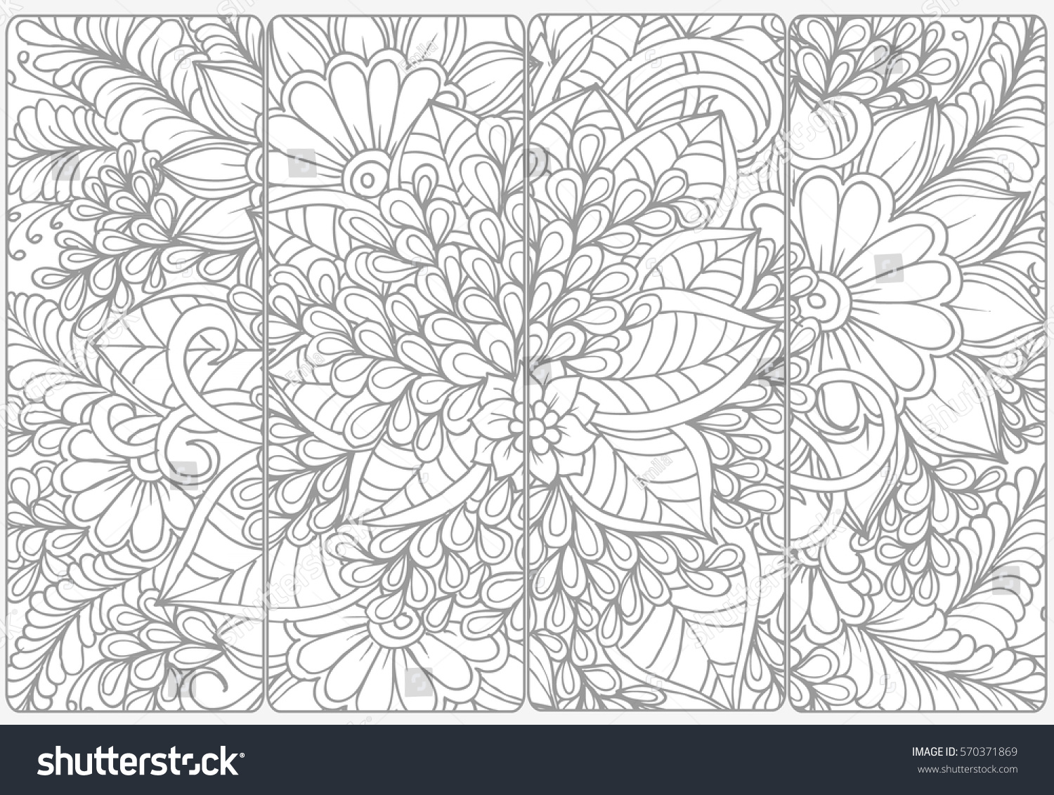 Vector Set Monochrome Bookmarks Doodle Flowers Stock Vector Royalty