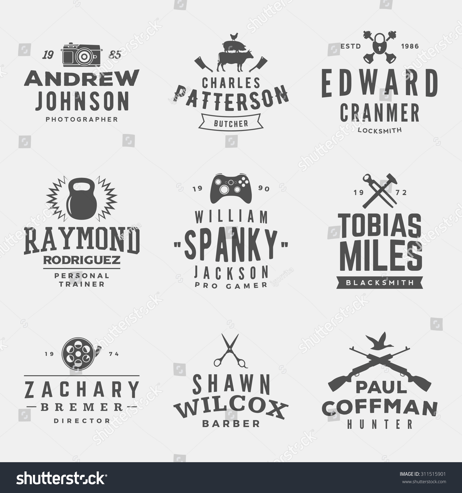 Vector Set Name Based Vintage Logos Stock Vector Royalty Free