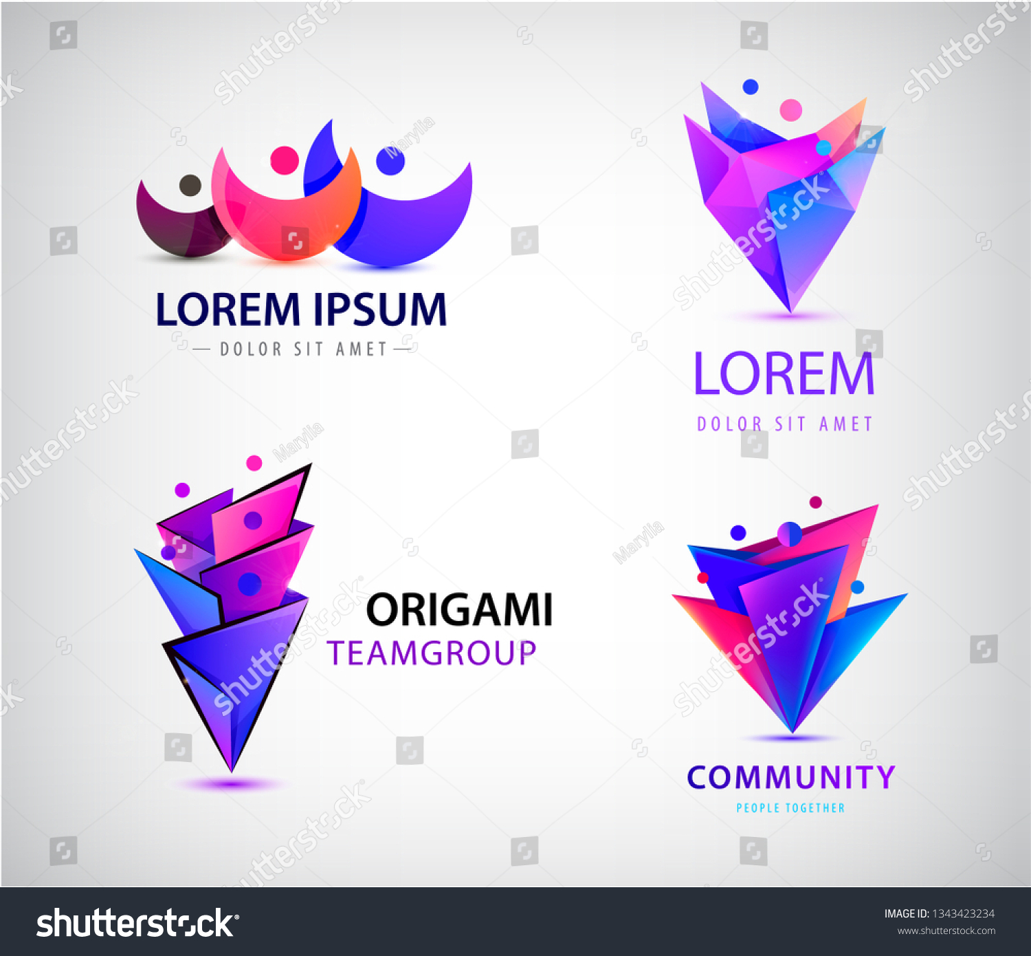 Vector Set Origami 3d Men Men Stock Vector Royalty Free 1343423234