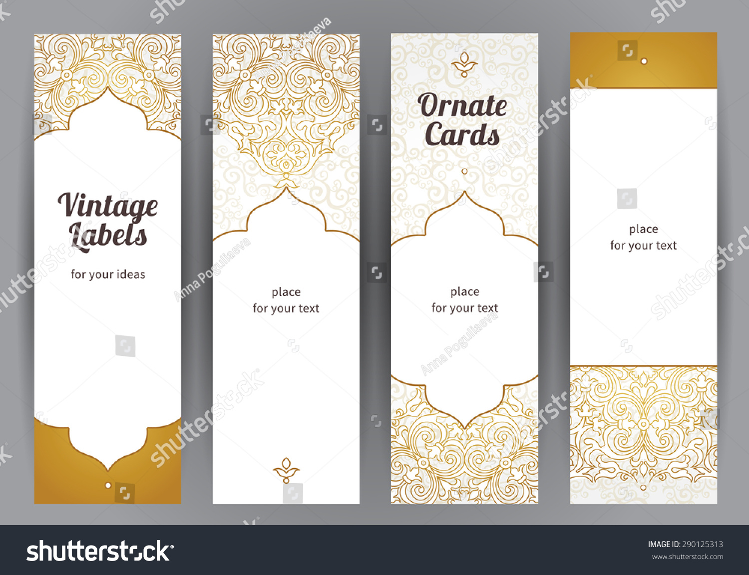 Vector Set Ornate Vertical Cards Oriental Stock Vector (Royalty Free ...