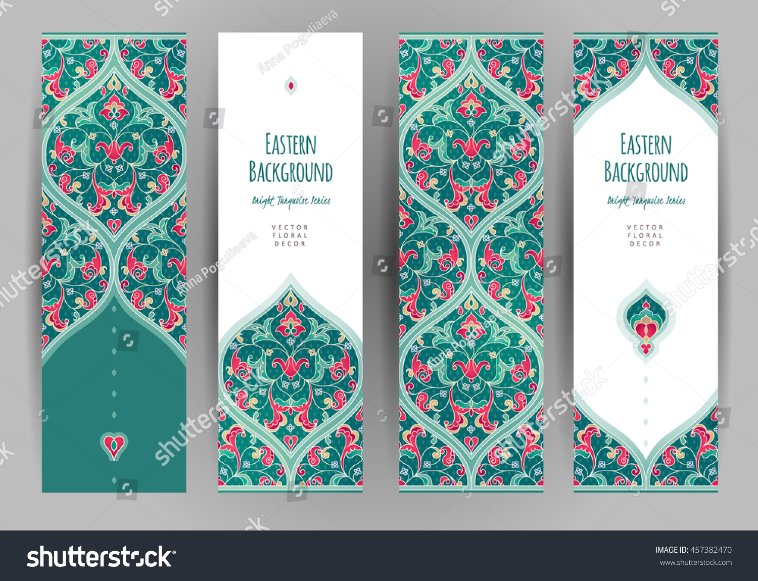 Vector Set Ornate Vertical Cards Oriental Stock Vector (Royalty Free ...