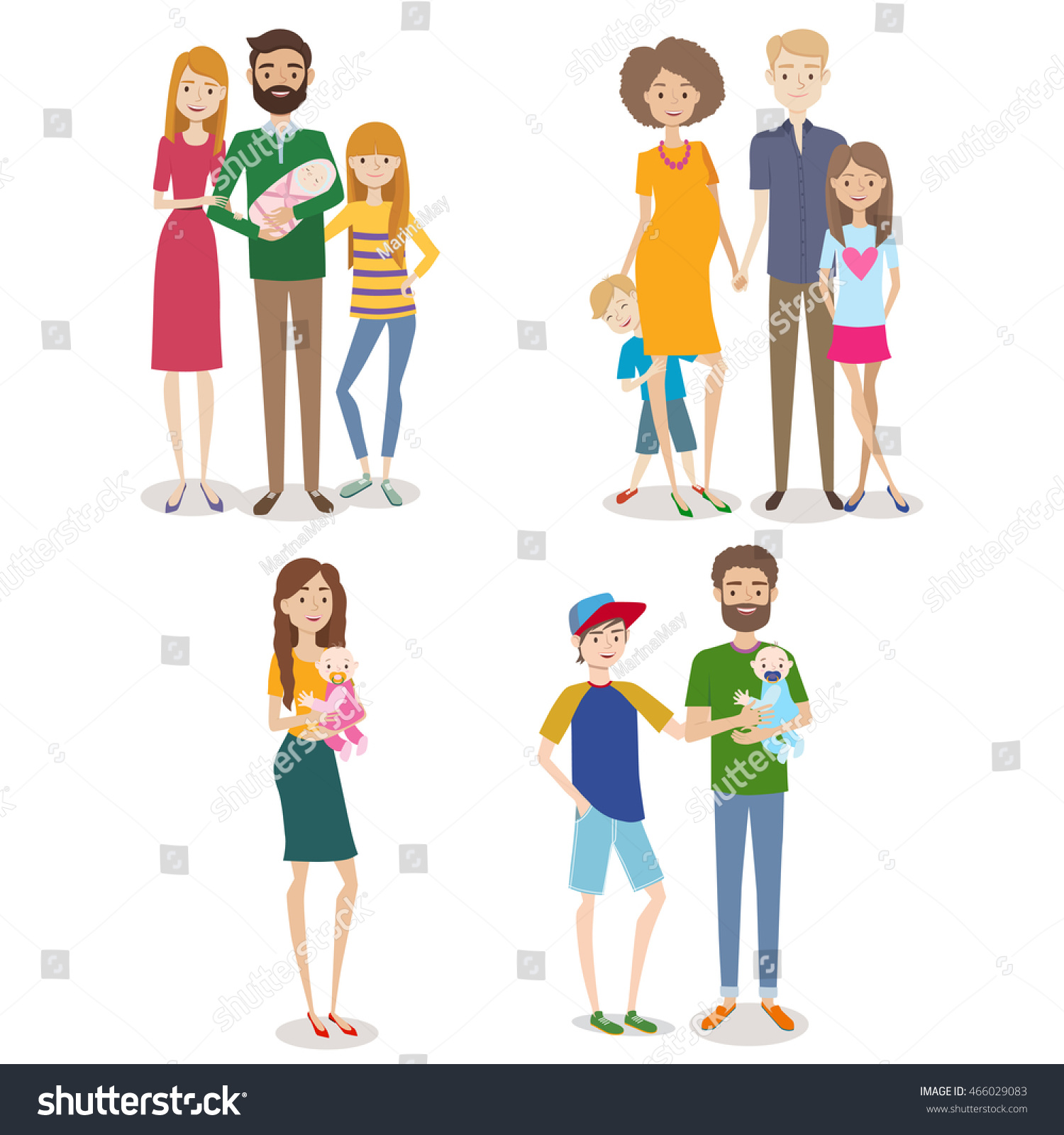 Vector Set Of People With Family And Kids - 466029083 : Shutterstock