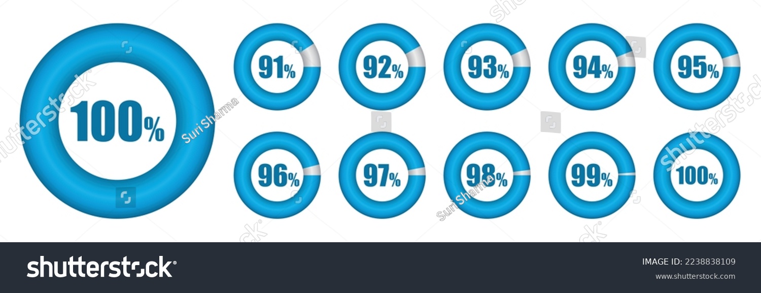 SVG of Vector set of Pie chart from 91 to 100 percent. Vector illustration. svg