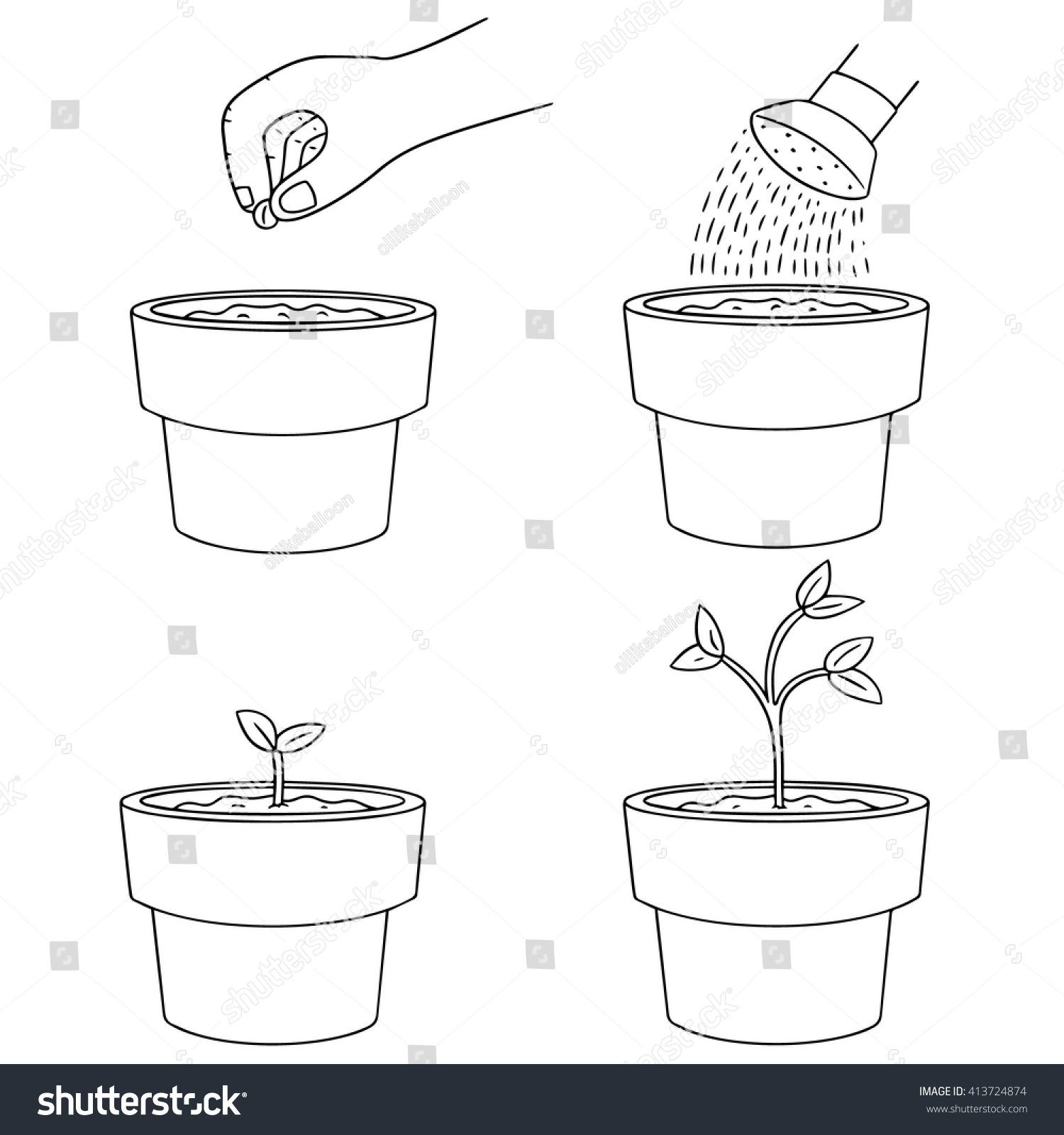 Vector Set Of Planting Tree - 413724874 : Shutterstock