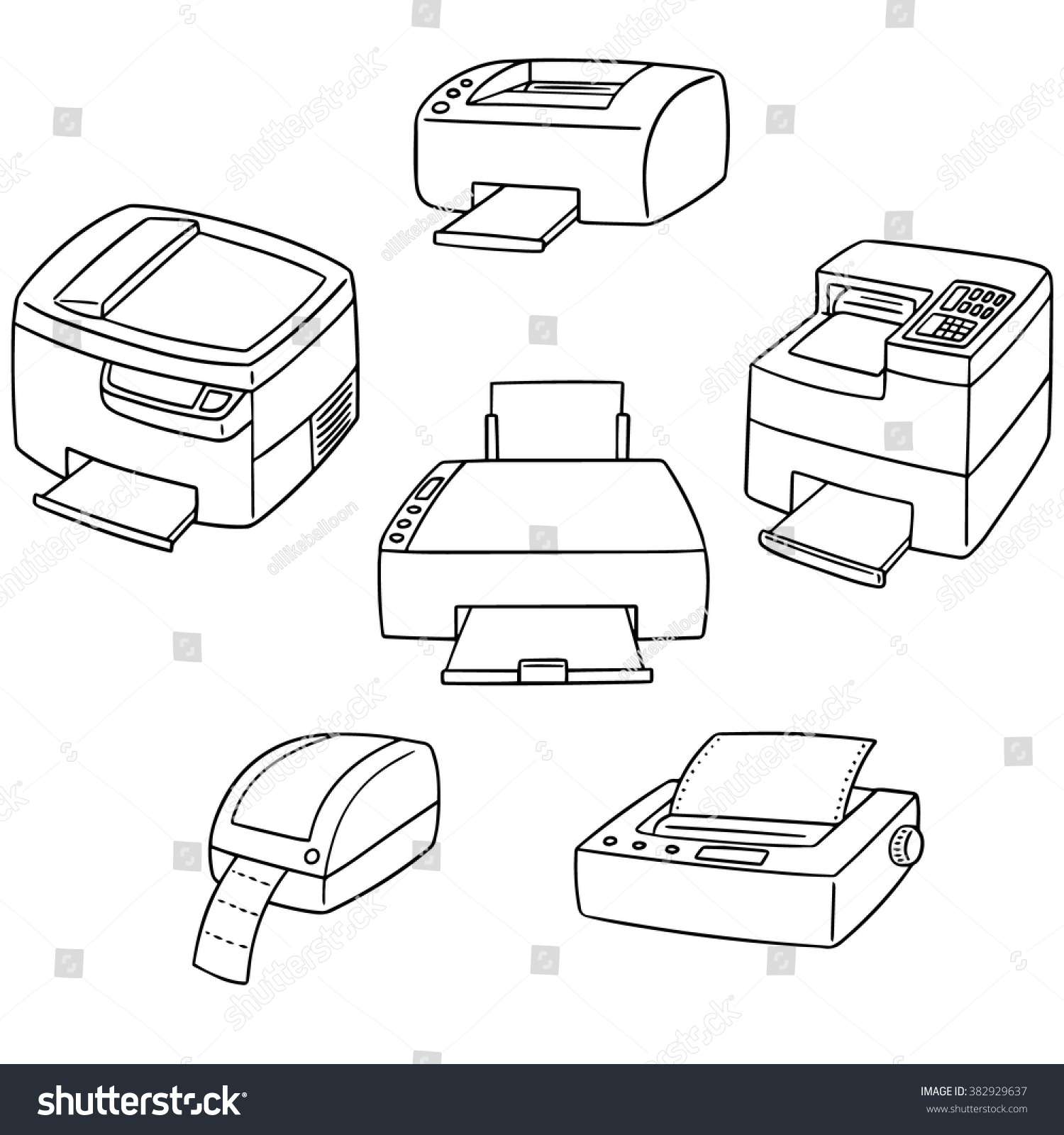 Vector Set Of Printer - 382929637 : Shutterstock