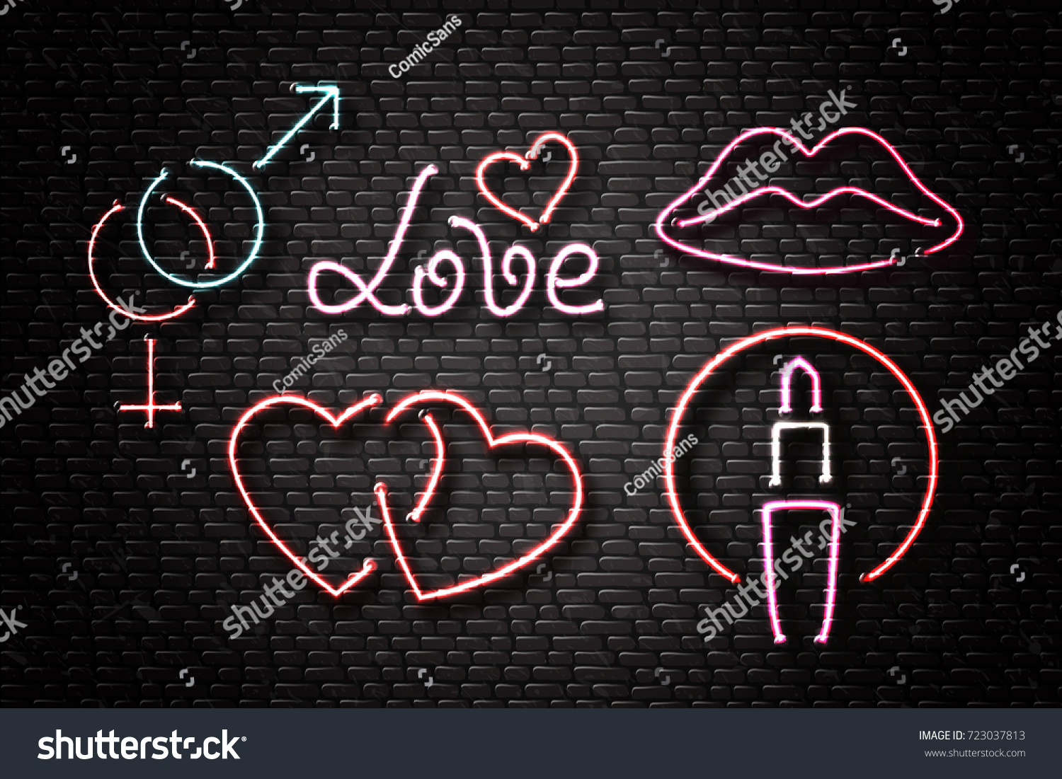 Vector Set Realistic Isolated Neon Erotic Stock Vector Royalty Free 723037813 Shutterstock 7295
