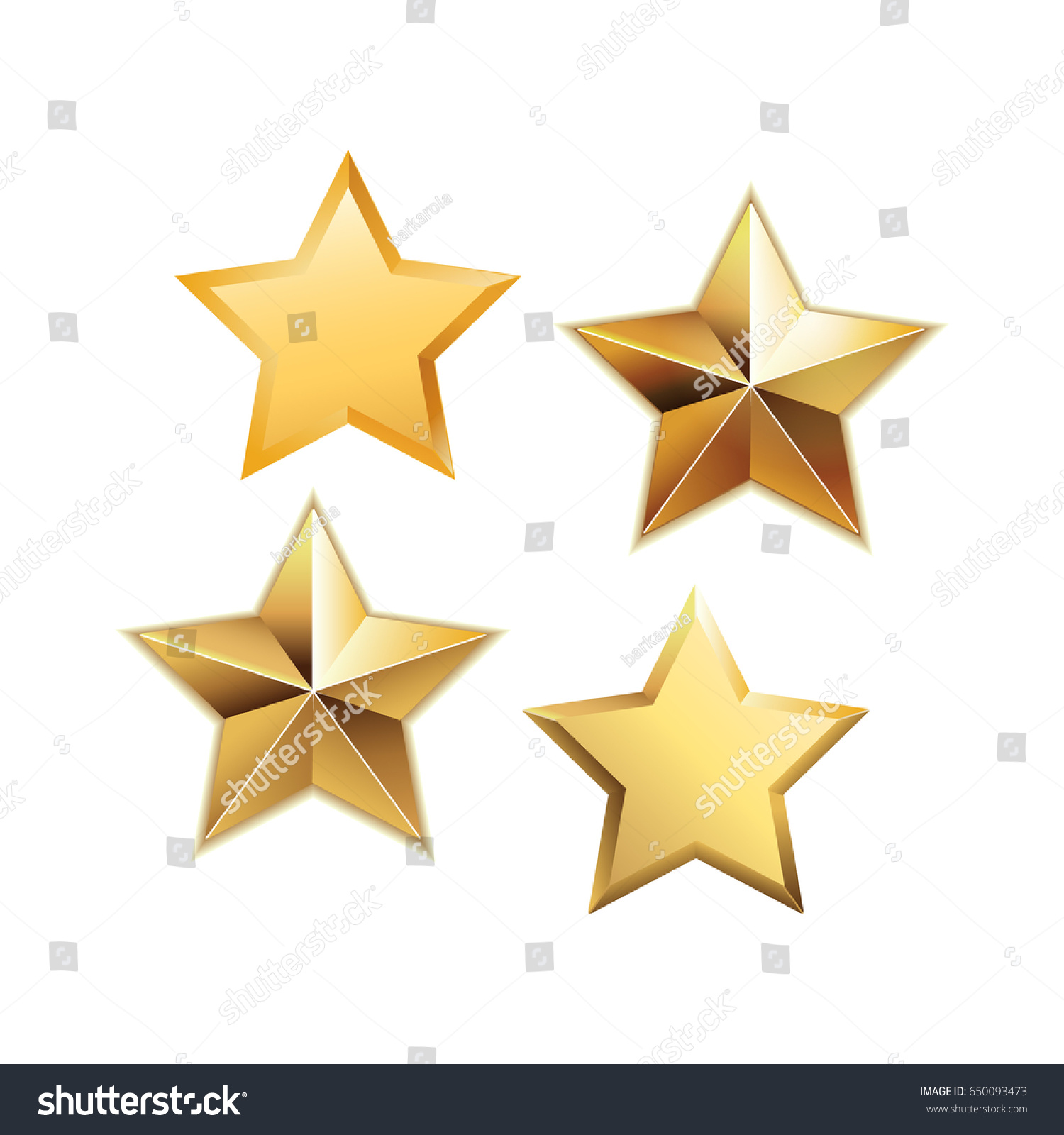 Vector Set Realistic Metallic Golden Stars Stock Vector (royalty Free 