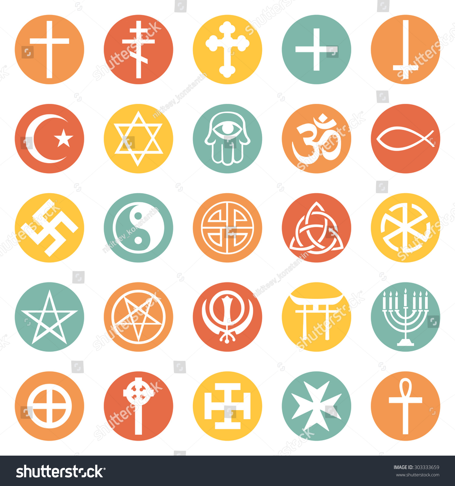 Vector Set Religious Symbols Stock Vector 303333659 - Shutterstock